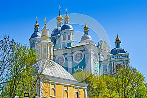 Fragment of the Cathedral of the Assumption of the Blessed Virgin in Smolensk, Russia photo