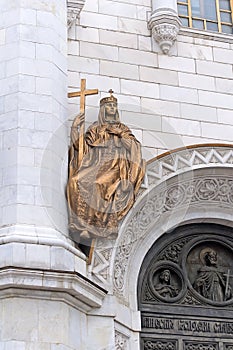 A fragment of the Cathedral of Christ the Savior. Bronze sculpture 