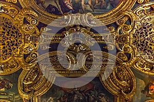 Fragment of the ceiling of the Senate Hall in the Palace of Doges, Venice