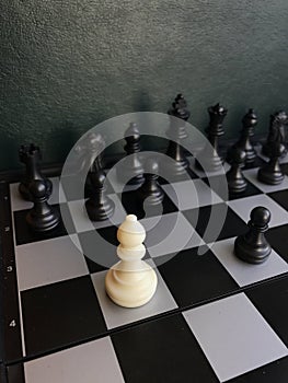 Fragment of chess party. figures are on the board. mat put black King