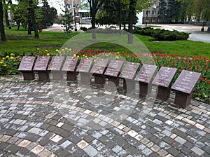 Fragment of the city monument to the dead soldiers photo