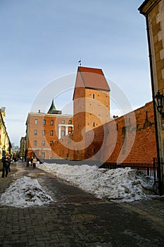 Fragment of the city wall and Ramera Tower on Torna Street. Riga, Latvia photo