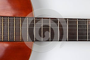 Fragment of classical guitar closeup