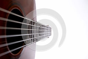 Fragment of classical guitar closeup