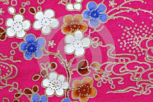 Fragment of colorful retro tapestry textile pattern
