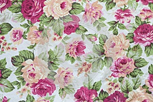 Fragment of colorful retro tapestry textile pattern with floral