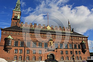 Fragment of the Copenhagen City Hall, Denmark. View from the courtyard.