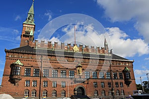 Fragment of the Copenhagen City Hall, Denmark. View from the courtyard.