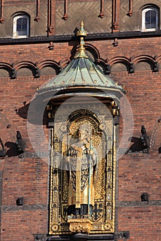 Fragment of the Copenhagen City Hall, Denmark. View from the courtyard.