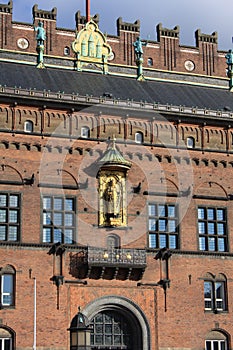 Fragment of the Copenhagen City Hall, Denmark. View from the courtyard.