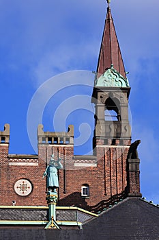 Fragment of the Copenhagen City Hall, Denmark. View from the courtyard.