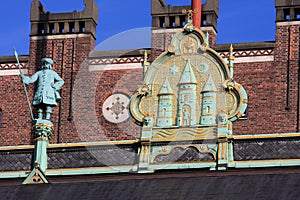 Fragment of the Copenhagen City Hall, Denmark. View from the courtyard.