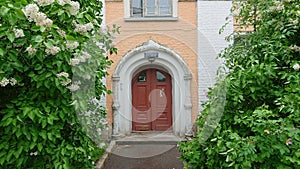 A fragment of the decoration of the facade of a residential building, the former barracks of the Rifle Regiment of His Majesty`s photo
