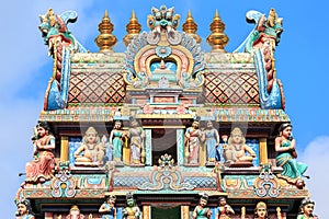 Fragment of decorations of the Hindu temple Sri Mariamman photo