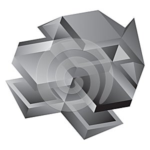 Fragment of Decorative Gray grid or wall. Pattern with carved rounded shapes. 3d sample design