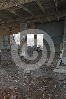 A fragment of the destroyed brick building