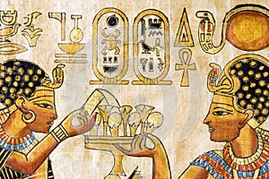 Fragment of Egyptian papyrus photo