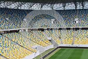 Fragment of empty stadium soccer field