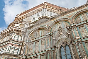 Fragment of facade Duomo Santa Maria del Fiore, Florence, Italy