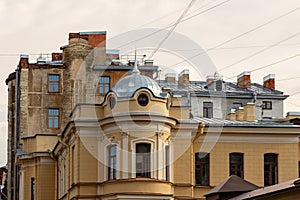 Fragment of the facade of the mansion in eclectic style