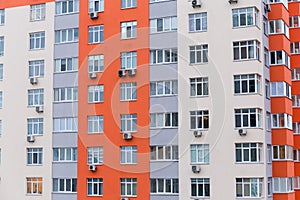 Fragment of facade of the modern multistory residential house