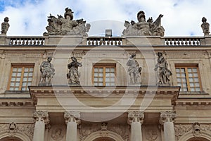 Fragment of the facade of the Palace of Versailles from the side of the park