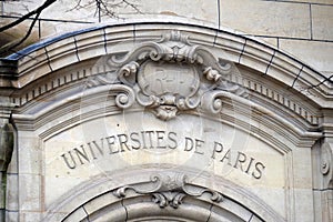 Fragment of facade of the Saint Ursule chapel of the Sorbonne in Paris