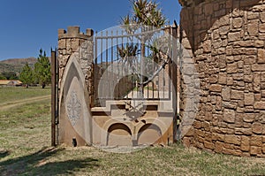 Fragment of fence with metal ornaments of Chateau de Nates, South Africa