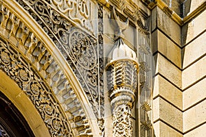 A fragment of the festive gate to the territory of the mosque. photo
