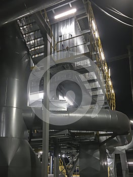 Fragment of flue gas cleaning installation, semi-dry desulphurization and dedusting