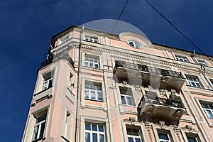 Fragment of the former profitable house I. Korovin in the lane Sivtsev Vrazhek in the center of Moscow.