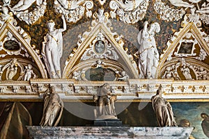 Fragment of a frize of ceiling in the Hall of the Four Doors in the Palace of Doges, Venice