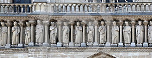 A fragment of the gallery of Old Testament kings on the faÃÂ§ade of Notre Dame Cathedral.