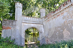 Fragment of gate of the Gerdauen lock in neogotoic style. Zheleznodorozhnyj, Kaliningrad region