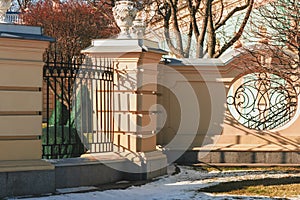 Fragment of the gate wall of the Mariinsky Palace in Kyiv