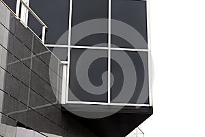 Fragment of glass and metal modern building. Business office exterior