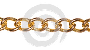 Fragment of gold chain isolated photo