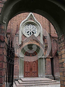 Fragment of a Gothic cathedral. Organ Hall. Russia, Krasnoyarsk