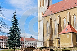 Fragment of Gothic Franciscan Parish Church in Kezsthely, Hungary. Built in 1390 and renovated in 19th century in Baroque style,