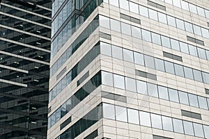 Fragment of high business skyscrapers company buildings in finance city center in down town