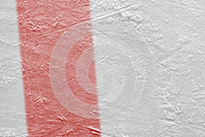 Fragment of a hockey platform with a red line