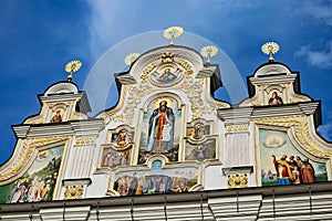 Fragment of the Holy Dormition Cathedral of Ukrainian Orthodox church in Kiev-Pechersk Lavra in Kyiv