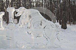 A fragment of an ice composition. The ice bull.