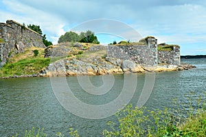 Fragment of impregnable Suomenlinna fortifications in Finland