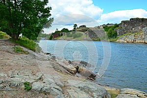 Fragment of impregnable Suomenlinna fortifications in Finland