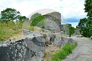 Fragment of impregnable Suomenlinna fortifications in Finland