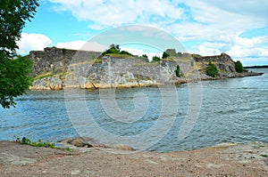 Fragment of impregnable Suomenlinna fortifications in Finland