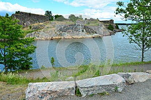 Fragment of impregnable Suomenlinna fortifications in Finland