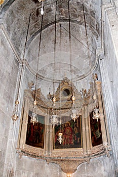 Fragment of the interior of the Church of the Holy Sepulchre in Jerusalem, Israel.