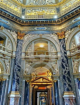 Fragment of the interior of the domed hall of the Vienna Kunsthistorisches Museum, Austria